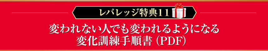 レバレッジ特典１１　変われない人でも変われるようになる　変化訓練手順書（PDF）